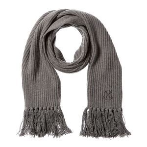 Golden Goose Ribbed Knit Wool Scarf, Grey